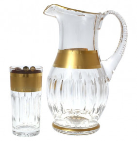 Набор для воды 7 предметов (кувшин 1,3 л + 6 стаканов)  Max Crystal "Хрусталь с золотом" MC / 132705