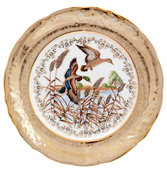Тарелка 24 см 1 шт  Royal Czech Porcelain &quot;Фредерика /Охота бежевая&quot; / 204042