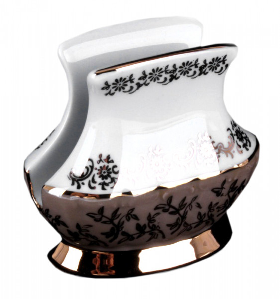 Салфетница н/н  Bavarian Porcelain &quot;Мария-Тереза /Бежевая /Золотые листики&quot; / 001871