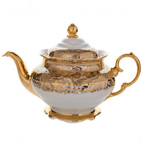 Заварочный чайник 1,2 л  МаМ декор "Фредерика /Золотые листики на бежевом" / 070418