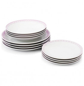 Набор тарелок 12 предметов (21, 22, 26 см)  Leander "Hyggelyne /Розовые узоры" / 158488