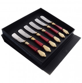 Столовые приборы 6 предметов Ножи для масла  Domus Design "D&D /Версаль" цвет бордовой жемчужины / 201409