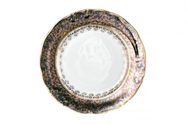 Набор тарелок 21 см 6 шт  МаМ декор &quot;Мария-Луиза /Зелёная с золотыми листиками&quot; M-D / 034030