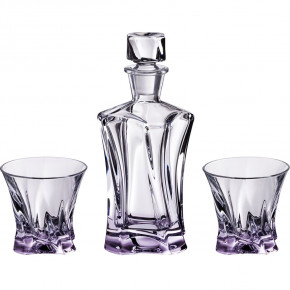 Набор для виски 3 предмета (графин 650 мл + 2 стакана по 320 мл)  Aurum Crystal "COOPER /Фиолетовое дно" / 129156