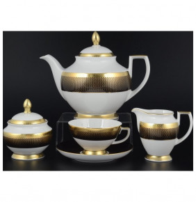 Чайный сервиз на 6 персон 15 предметов  Falkenporzellan "Констанц /Rio black gold" / 099548