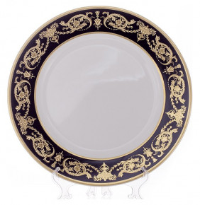 Набор тарелок 23 см 6 шт глубокие  Bavarian Porcelain "Александрия /Золотой узор на чёрном" / 070332