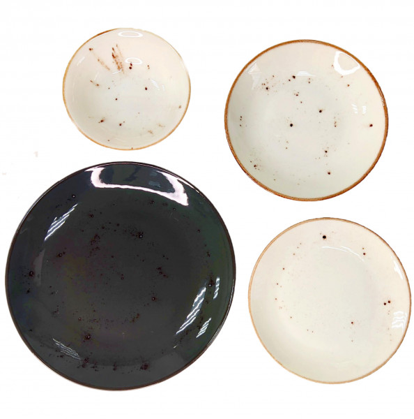 Набор тарелок 24 предмета на 6 персон  O.M.S. Collection &quot;TULU /Серо-кремовый с вкраплениями&quot; / 284381