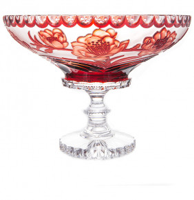 Ваза для фруктов 35,5 см н/н  Aladin Glass "Ales Zverina /Sakura /Red" / 221975