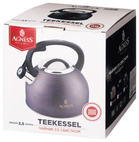Чайник 2,5 л со свистком black индукционное дно  Agness "Teekessel" / 314150