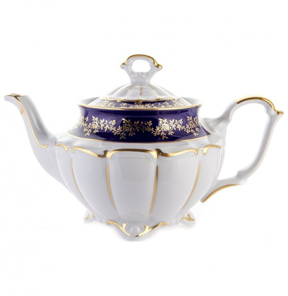 Заварочный чайник 1,1 л  Bavarian Porcelain &quot;Мария-Тереза /Барокко кобальт /Золотые листики&quot; / 123682
