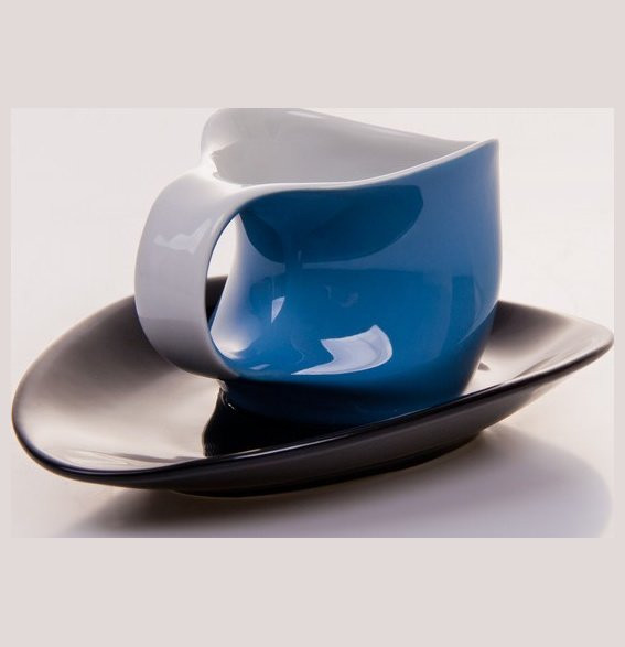 Набор кофейных пар 2 шт экспрессо  Weimar Porzellan &quot;Colani&quot; голубые с чёрным  / 049604