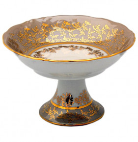 Салатник 13 см н/н  Bavarian Porcelain "Мария-Тереза /Бежевая /Золотые листики" / 091472