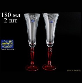 Бокалы для шампанского 180 мл 2 шт  Crystalex CZ s.r.o. "Виктория /Свадебный /алая ножка" / 051495