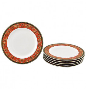 Набор тарелок 25 см 6 шт  Leander "Сабина /Цветочный узор на красном" / 159057