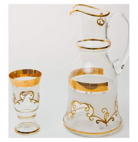 Набор для воды 7 предметов (кувшин + 6 стаканов)  Bohemia "Королевский / Версаче золото /Узор" / 092380