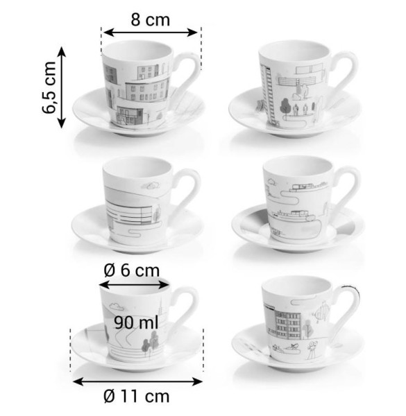 Набор кофейных пар 90 мл 6 шт для эспрессо  Tescoma &quot;myCOFFEE /Zlín&quot; (подарочная упаковка) / 294772