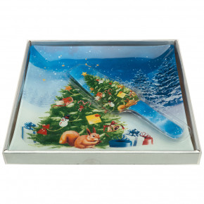 Тарелка для торта 30 х 30 см квадратная с лопаткой  LEFARD "Рождественская сказка" / 268434