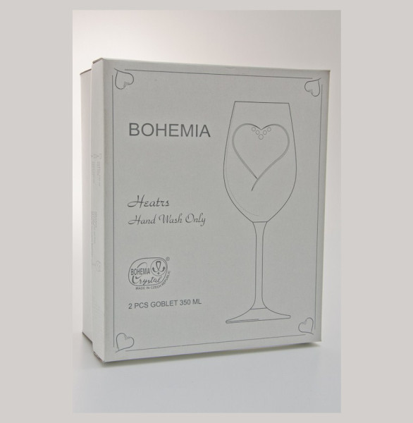 Бокалы для красного вина 350 мл 2 шт  Crystalite Bohemia &quot;Сердечная любовь&quot; / 020984