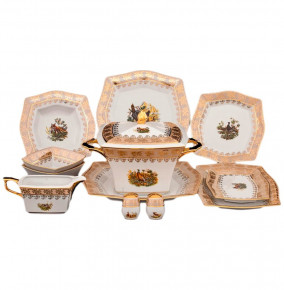 Столовый сервиз на 6 персон 26 предметов  Royal Czech Porcelain "Львов /Охота бежевая" / 203492