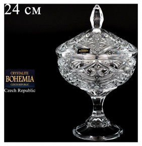 Ваза для конфет 24 см н/н с крышкой  Crystalite Bohemia "Таурус /Без декора" / 065672