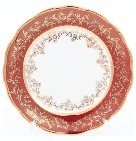 Набор тарелок 17 см 6 шт  Sterne porcelan &quot;Фредерика /Золотые листья на красном&quot; / 146162