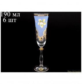 Бокалы для шампанского 190 мл 6 шт  Bohemia "Анжела /Лепка васильковая" U-R / 059880