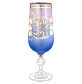 Бокалы для шампанского 180 мл 6 шт  Bohemia "Клаудия /Лепка сине-фиолетовая " B-L / 066227