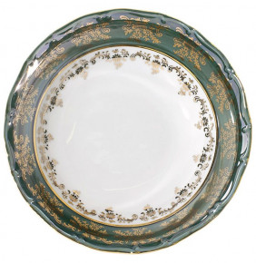 Салатник 24 см  Royal Czech Porcelain "Мария-Тереза /Зелёная /Золотые листики" / 203369