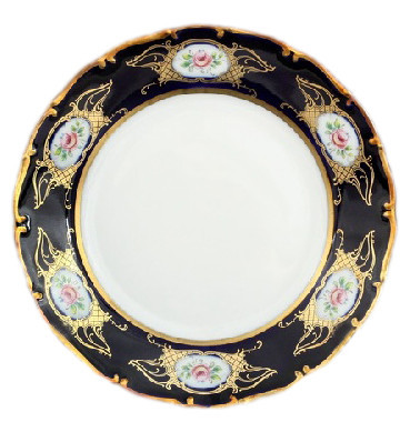Набор тарелок 17 см 6 шт  Bohemia Porcelan Moritz Zdekauer 1810 s.r.o. &quot;Анжелика /Цветы /Кобальт&quot; / 033809