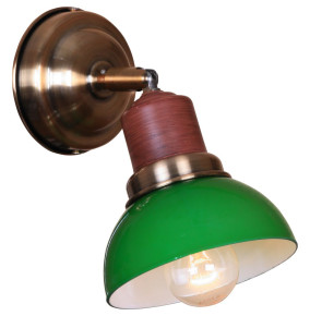 Бра 1 рожковый  Velante "Зеленый фонарь" бронза,коричневый/зеленый / 304315