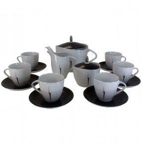 Чайный сервиз на 6 персон 15 предметов  Thun "Сильвия /Сиренево-чёрная стрела" / 232112
