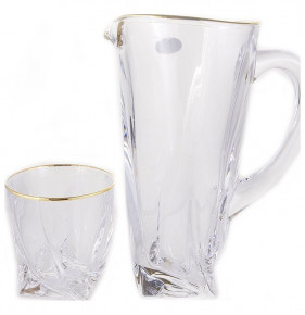 Набор для воды 7 предметов (кувшин + 6 стаканов по 340 мл)  UNION GLASS "Квадро /Отводка золото" / 140953