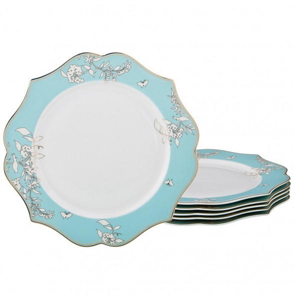 Набор тарелок 27,5 см 6 шт бело-голубые  LEFARD &quot;Цветочки /Золото&quot; / 186264