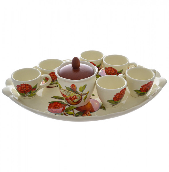 Кофейный набор на 6 персон 9 предметов  Artigianato Ceramico by Caroline &quot;Artigianato ceramico /Гранат&quot; / 271472