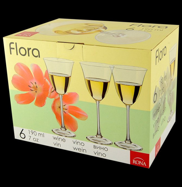 Бокалы для белого вина 190 мл 6 шт  Rona &quot;Флора /Розовый в горошек&quot; / 044069