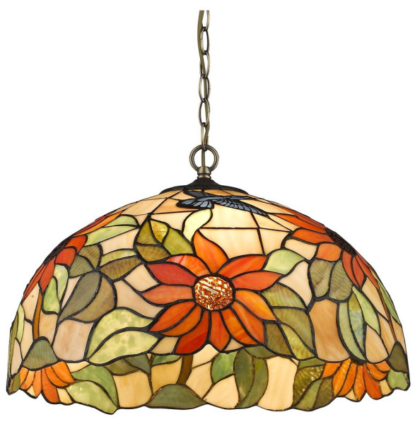 Светильник потолочный 3 рожковый  Velante &quot;Tiffany&quot; Цветы и птицы / 304767