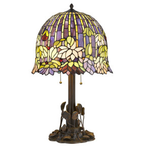 Лампа настольная 2 рожковая  Velante "Tiffany" Лотос / 304827