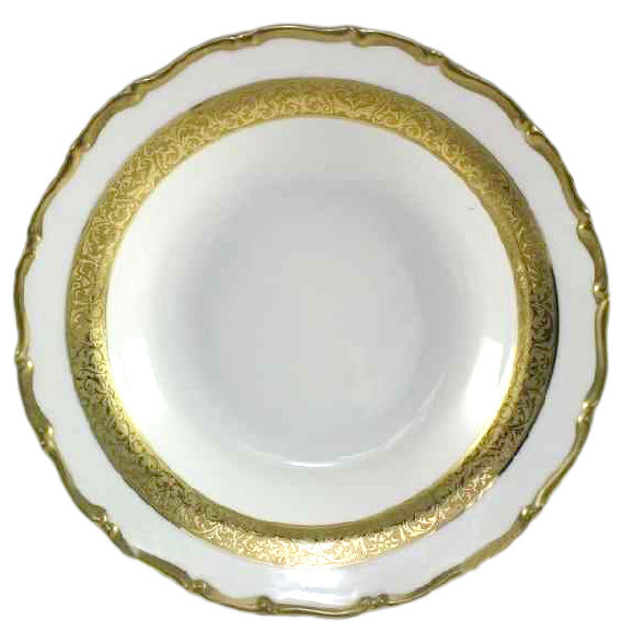 Набор тарелок 23 см 6 шт глубокие  Bohemia Porcelan Moritz Zdekauer 1810 s.r.o. &quot;Анжелика /Золотая лента&quot; / 027676