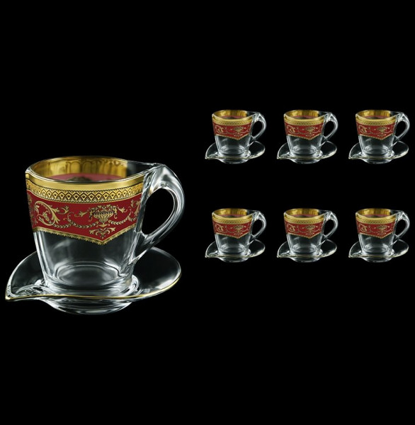 Набор чайных пар 260 мл 12 предметов (6 чашек + 6 блюдец) &quot;Astra Gold /Красная&quot; / 107164