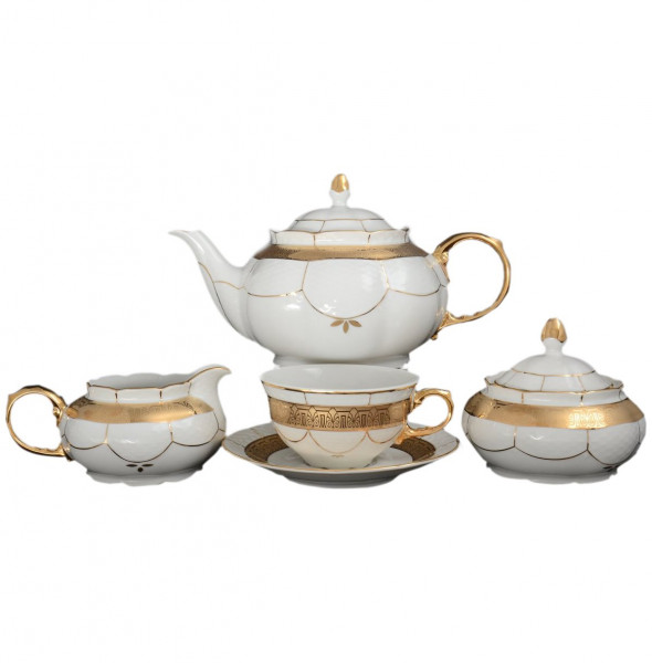 Чайный сервиз на 6 персон 15 предметов  Thun &quot;Николь /Золотой орнамент&quot; / 036175