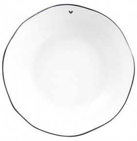 Тарелка для пасты 21 х 5 см глубокая  Мята "White /little heart in black" / 308833