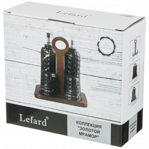 Набор для специй 4 предмета на деревянной подставке  LEFARD "Золотой мрамор /Черный" / 208515