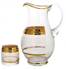 Набор для воды 5 предметов (кувшин + 4 стакана по 230 мл)  UNION GLASS "Идеал /Каро /Золото 6011" / 307659