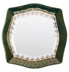 Тарелка 21,5 см  Royal Czech Porcelain "Львов /Зелёный /Золотые листики" / 203356