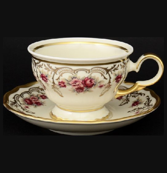 Набор чайных пар 220 мл 6 шт  Bohemia Porcelan Moritz Zdekauer 1810 s.r.o. &quot;Анжелика /Плетистая роза /СК&quot; / 054641