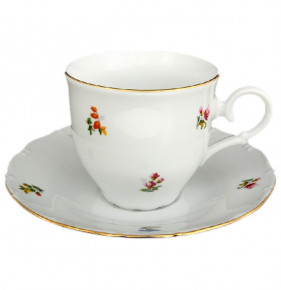 Набор чайных пар 150 мл 6 шт высокие  Bohemia Porcelan Moritz Zdekauer 1810 s.r.o. "Офелия /Мелкие цветы" / 054079