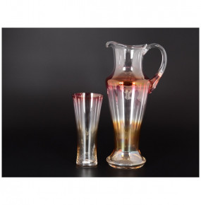 Набор для воды 7 предметов (кувшин + 6 стаканов)  Crystalex CZ s.r.o. "Иксовка /розовый" R-G / 118312
