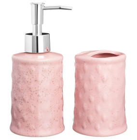 Набор для ванной комнаты 7 х 19 см 2 предмета розовый  LEFARD "Горошины" / 288396