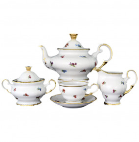 Чайный сервиз на 6 персон 15 предметов  Bohemia Porcelan Moritz Zdekauer 1810 s.r.o. "Анжелика 852 /Мелкие цветы" подарочная упаковка / 098879