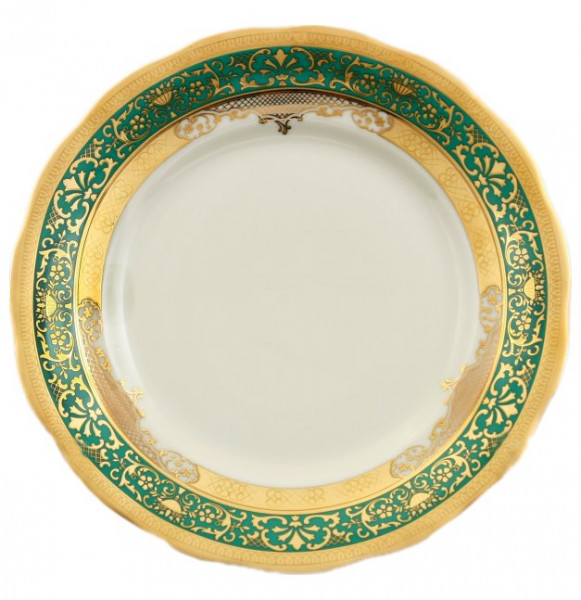 Набор тарелок 19 см 6 шт  МаМ декор &quot;Аляска /Золотой узор на зеленом /СК&quot; / 091686